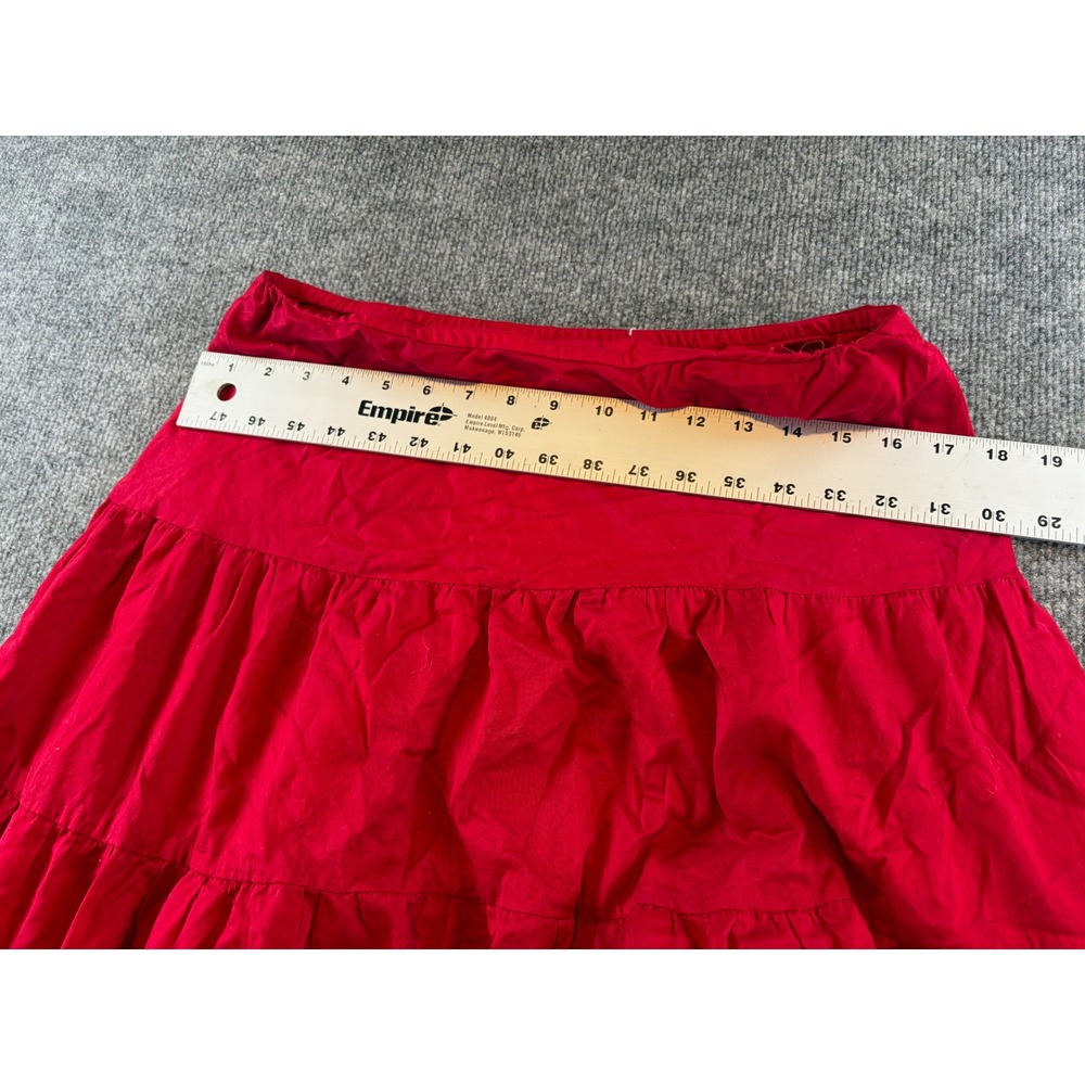 Lauren Ralph Lauren Red Cotton Tiered Maxi Skirt Boho Peasant Small - Picture 3 of 6